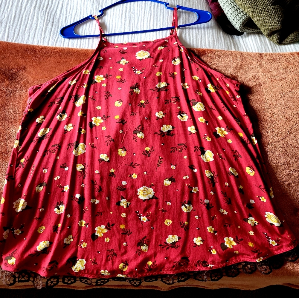 Red open back tank. new with tags